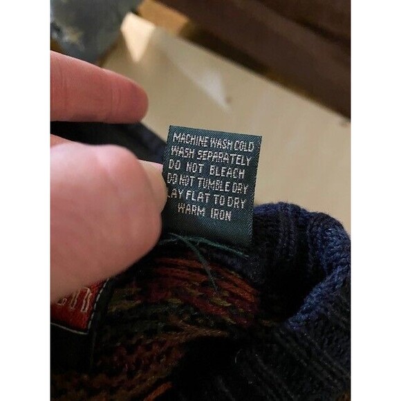 Vintage 90s Stone Haven Mens Sz L Knit Crewneck Abstract Grandpa Sweater Retro - Picture 6 of 6